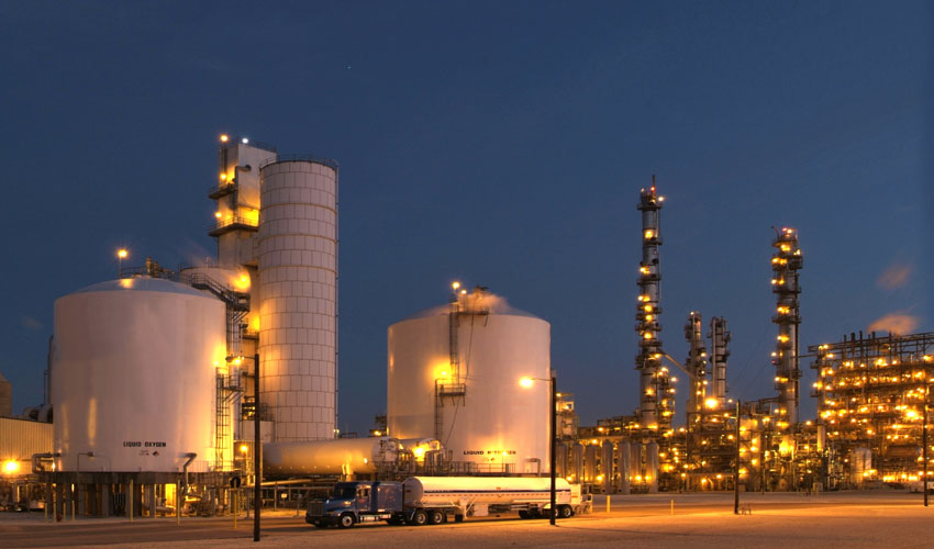 Industrial Gas Facility at Night time