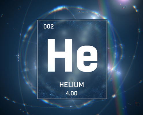The element helium's square from the periodic table is shown